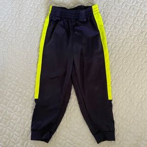 Reebok Athletic 3T Toddler Boys Joggers Navy Blue and Neon Yellow Stripes